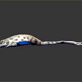Green And Brown Spotted Frog 3D Model With Stretched Body On Smooth Surface