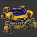 Futuristic Yellow And Blue Computer Component With Mechanical Structure And Circular Design 3d model