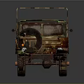 Vintage Military Truck With Camouflage Paint Open Cargo Bed And Metal Frame