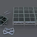 Steel Frame Construction Components Including Square And Octagonal Structures 3d model