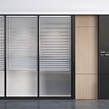 Modern Glass Partition With Blinds And Wooden Wall Design For Office