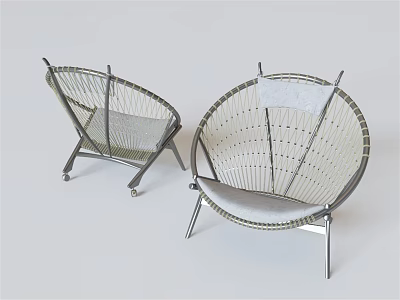 Modern Outdoor Chairs Featuring Woven Metal Frame And Comfortable Seating Design 3d model
