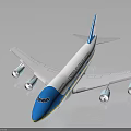 Boeing United States of America Airplane with White Blue Livery Four Engines Model