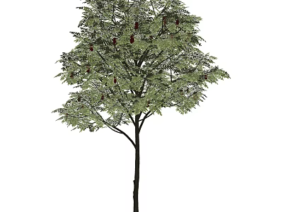 Lush Arbor With Green Leaves And Red Fruits On Black Trunk 3d model