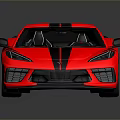 Red Two Door Sports Car With Black Stripes Sleek Design And Black Wheels