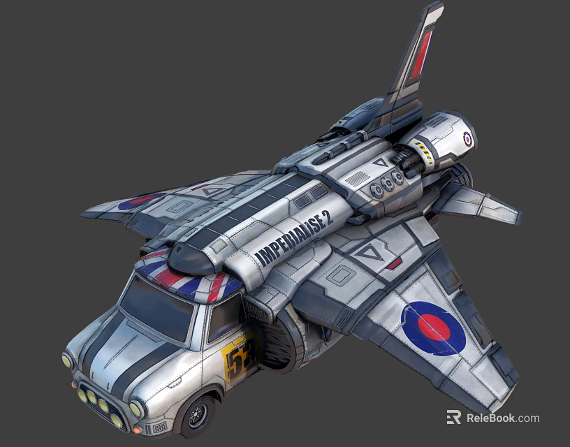 Futuristic Aerospace Hybrid Vehicle With Wings For Space Exploration Missions 3d model 