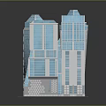 Modern High Rise Building Complex With Glass Curtain Walls And Reflective Facades