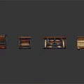 Various Styles Wooden Small Tables And Cabinets Arranged On Black Background