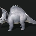 Realistic Triceratops 3D Model With Three Horns Spiked Frill And Gray Skin Texture