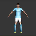 Man Wearing Blue Manchester City Jersey White Shorts Blue Socks And Yellow Cleats