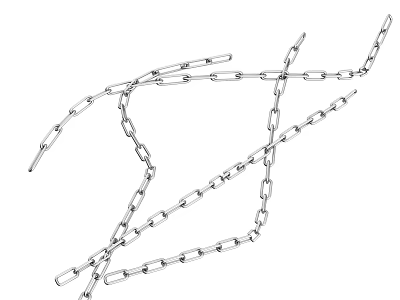 Silver Metal Chains Intertwined With Crossed Links In Decorative Design 3d model