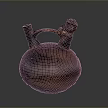 Ancient Terracotta Sculpture Jar Featuring Carved Handle And Ornate Human Head Design
