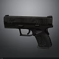 Black Tactical Pistol With Textured Grip And Modern Design Elements