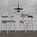 Minotti Wooden Dining Chairs With Upholstered Seats And Armrests In Modern Interior Setting