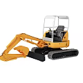 Yellow Mini Excavator Functional Construction Vehicle With Tracked Chassis Transparent Cab And Front Bucket