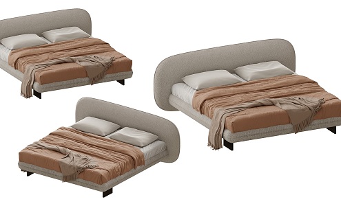 Modern Double Bed Shaped Arc Double Bedroom Bedding Backrest Double Bed Floor-Standing Creative Double Bed 3d model