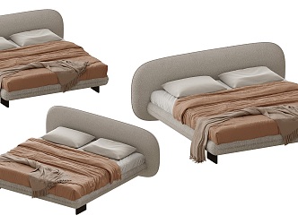 Modern Double Bed Shaped Arc Double Bedroom Bedding Backrest Double Bed Floor-Standing Creative Double Bed 3d model