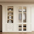 Modern White Wardrobe With Glass Doors And Ample Storage Space Design 3d model