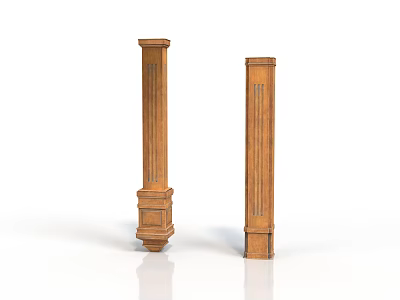 Classic Wooden Architectural Columns With Intricate Carved Details And Base Structure 3d model