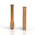 Classic Wooden Architectural Columns With Intricate Carved Details And Base Structure