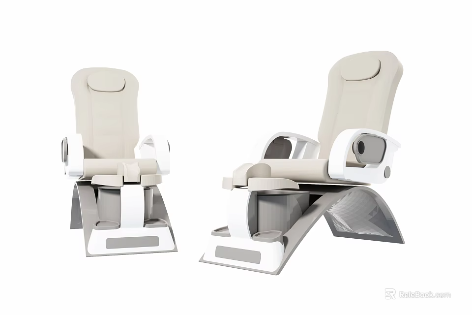 Modern Massage Chair Design With Armrests Leg Support And Beige Upholstery 3d model 