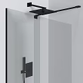 Modern Black Wall Mounted Shower Head With Handheld Sprayer In Glass Partition Shower Room