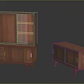 Modern Wooden Display Cabinet And Storage Cabinet With Glass Doors And Tapered Legs