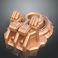 Copper Colored Futuristic Weapon 3D Model With Intricate Mechanical Structure And Launcher Design