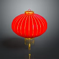 Red Lantern Light Fixture With Gold Stripes And Tassel Design For Home Furniture