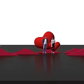Red Heart Sculptures And Wave Structures Photo Spot For People Taking