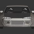 Modified Champagne Sports Car with Carbon Fiber Roof Rear Spoiler Black Wheels and Low Stance