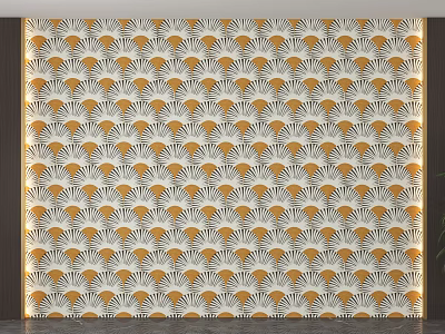 Modern Accent Wall With Yellow And White Fan Shaped Geometric Patterns 3d model