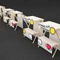 Decorative Market Stall with Flowers Fun Interesting Banner Sunflower Star Cloud Stickers and Wooden Structure