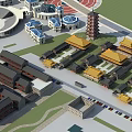 Historic Ancient Architecture With Traditional Yellow Roofs And Courtyard Layout