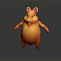 Cute Orange Hamster Game Movie Character With Standing Pose And Pink Ears Paws