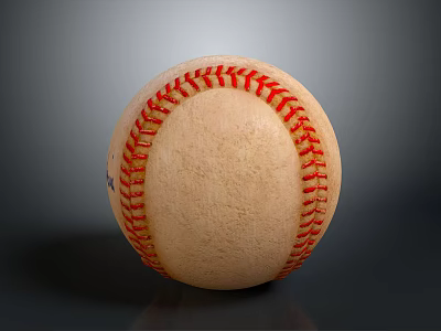 Durable Traditional Baseball Sport Equipment Featuring Red Stitching And Classic Design 3d model
