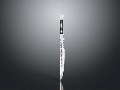 Modern Decorative Knife With Black Handle And Silver Blade Holes 3d model