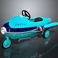 Vintage Blue Ampecita Toy Car With Steering Wheel Headlight And Wheels