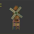 Wooden Windmill Model With Rotating Blades And Tower Base Structure