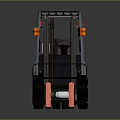 Orange And Gray Industrial Forklift With Front Forks Driver Cab And Wheels
