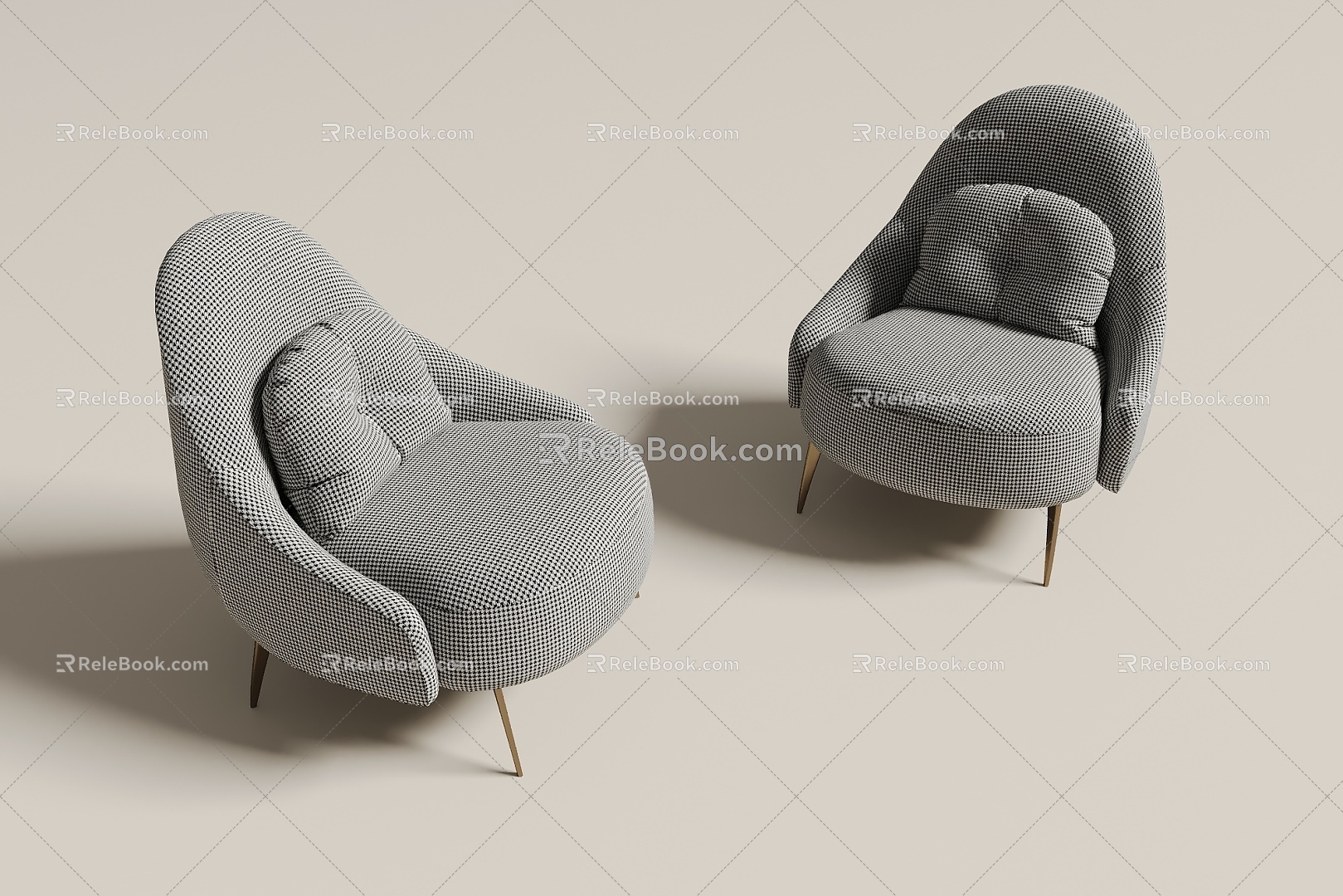 Simple Fabric Leisure Chair Armrest Single Sofa Chair 3d model