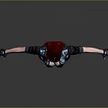 3D Female Character With Red Purple Hair Blue Black Outfit Fishnet Stockings And Blue Boots