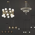 Modern Chandelier Designs With Spherical Bulbs Circular Frames And Metal Structures 3d model