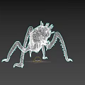 Mythical Reptile 3D Model Featuring Multiple Legs Blue Spiked Head And Spiny Body