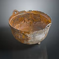 Vintage Rustic Ceramic Bowl With Two Handles And Three Legs As Household Item