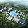 Industrial Factory Complex Featuring Multiple Buildings Green Landscaping And Parking Facilities