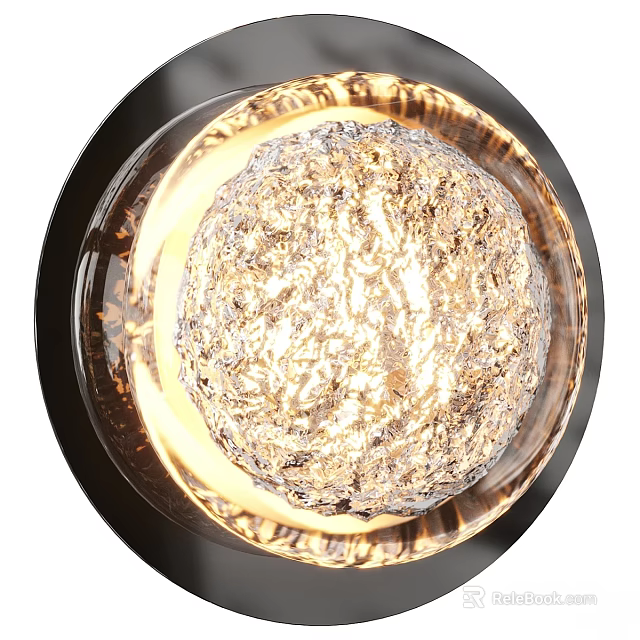 Modern Round Wall Light With Crystal Design And Warm Illuminated Decorative Effect 3d model 