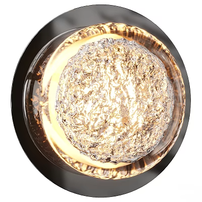 Modern Round Wall Light With Crystal Design And Warm Illuminated Decorative Effect 3d model