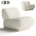 Modern Minimalist Single Seater Sofa With Beige Fabric Upholstery And Rounded Design
