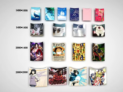 Anime Themed Posters In Various Sizes With Cartoon Character Designs 3d model